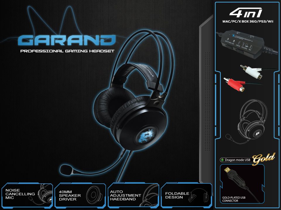Dragon War Garand 5.1 Surround Professional Gaming Headset