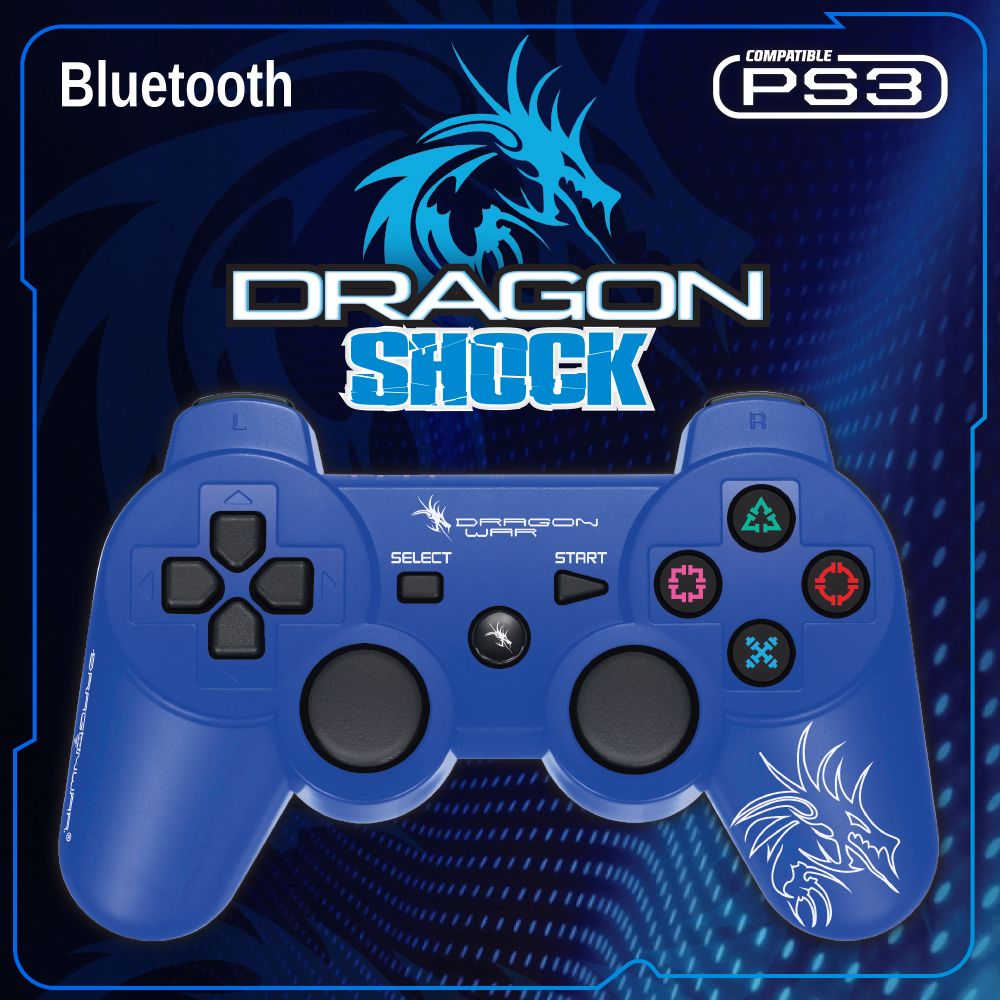 Dragon War Dragon Shock Bluetooth PS3 Controller Bleu