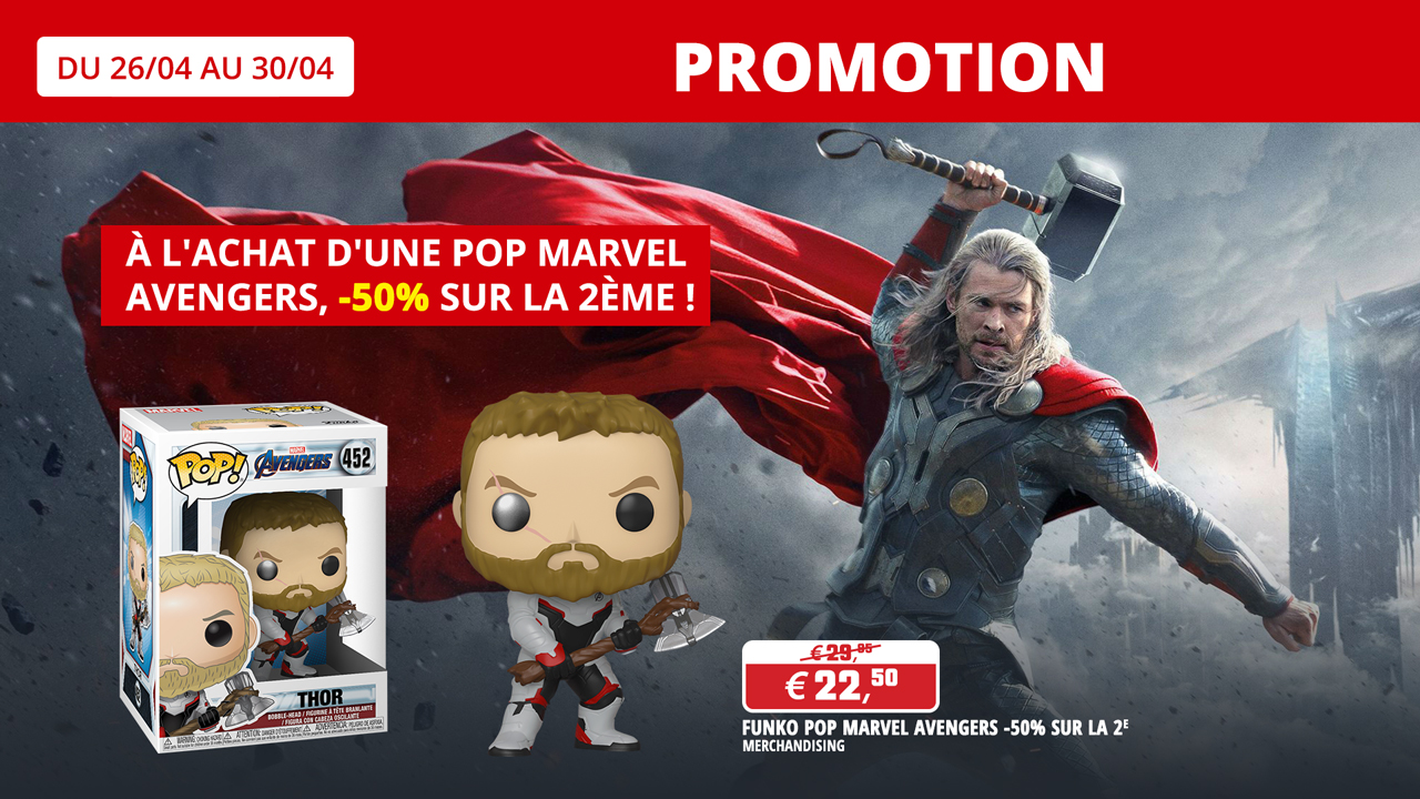 Achetez une Funko Pop! Marvel Avengers achetée et recevez -50% sur une 2ème