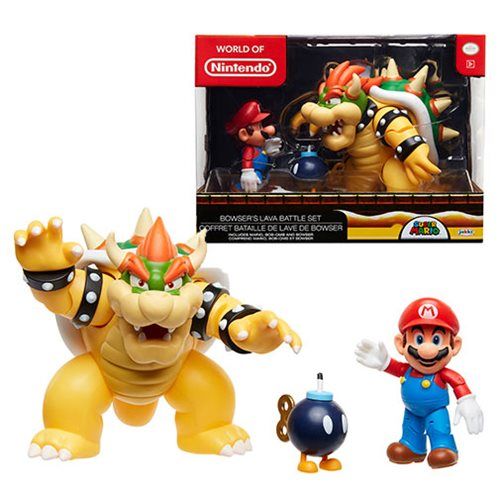 Nintendo World of Nintendo Mario vs. Bowser Lava Battle Pack de 3 Figurines d'Action