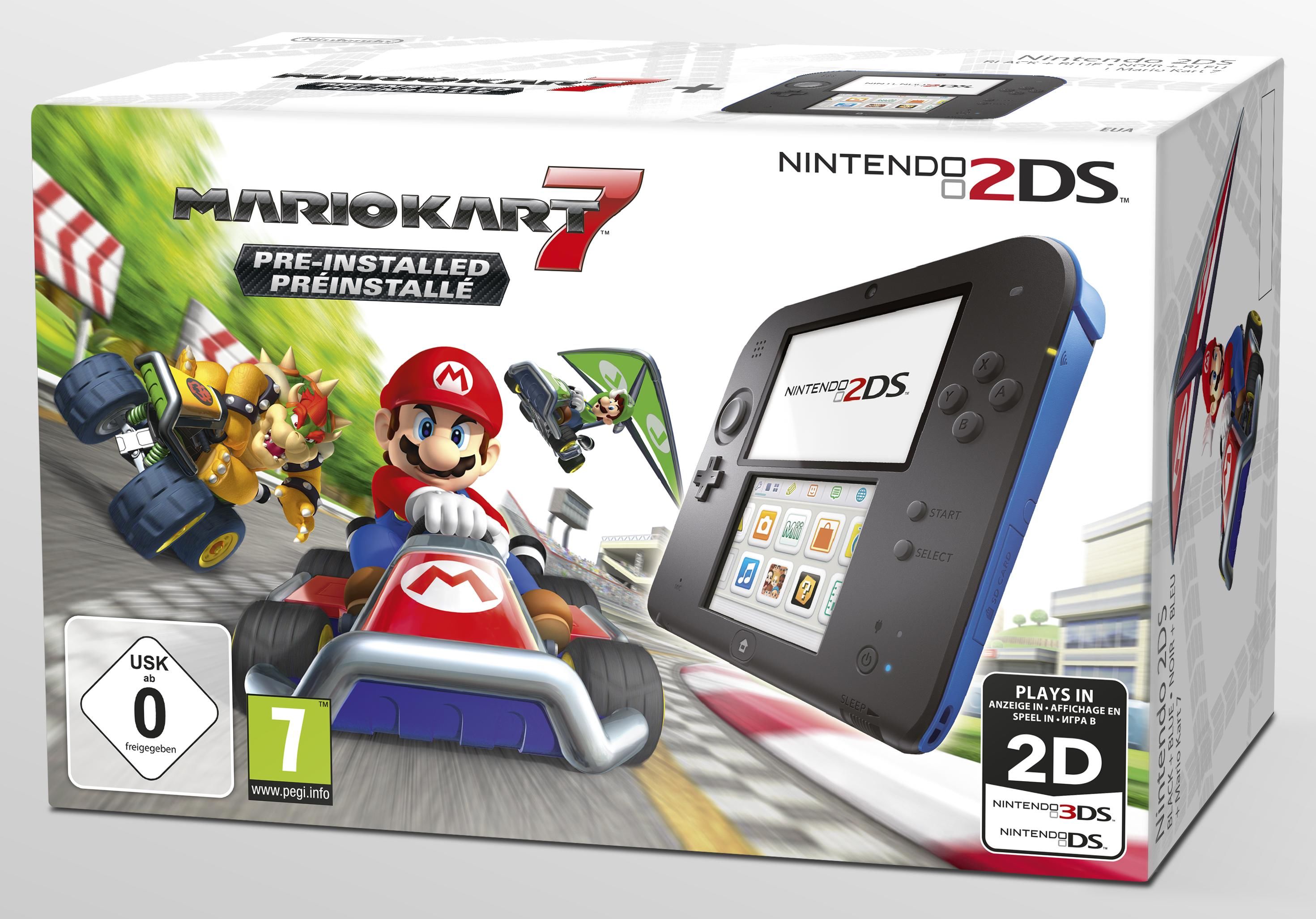 Nintendo 2DS Black & Blue + Mario Kart 7