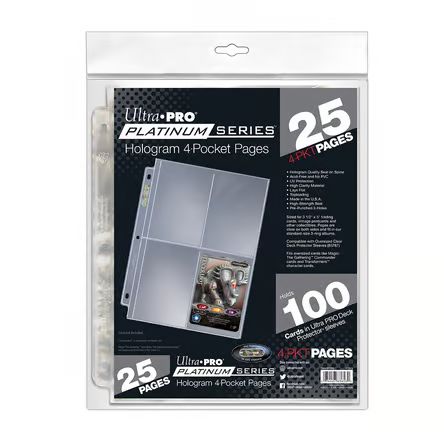 Ultra Pro - Lot de 25 Feuilles de 4 Cases Platinum Series pour cartes format standard