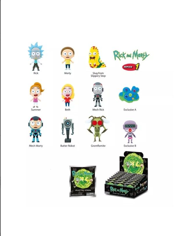 Clips pour sacs en PVC 3D Rick et Morty Série 1 - 1 sac mystère