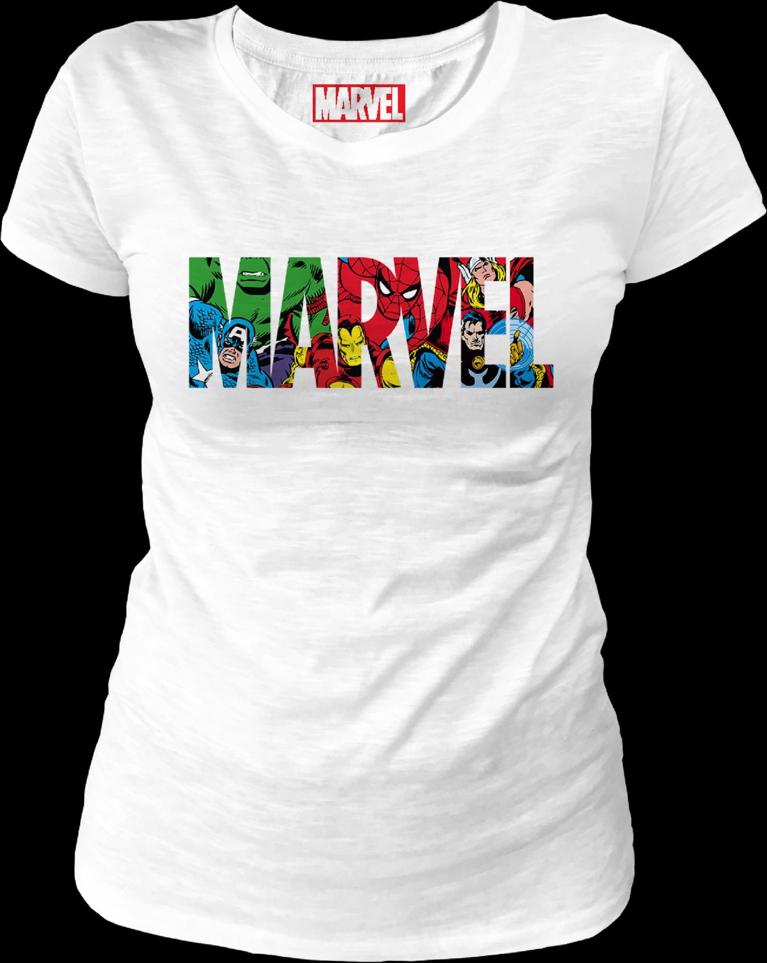 Marvel - Marvel Logo Characters White Women T-Shirt M