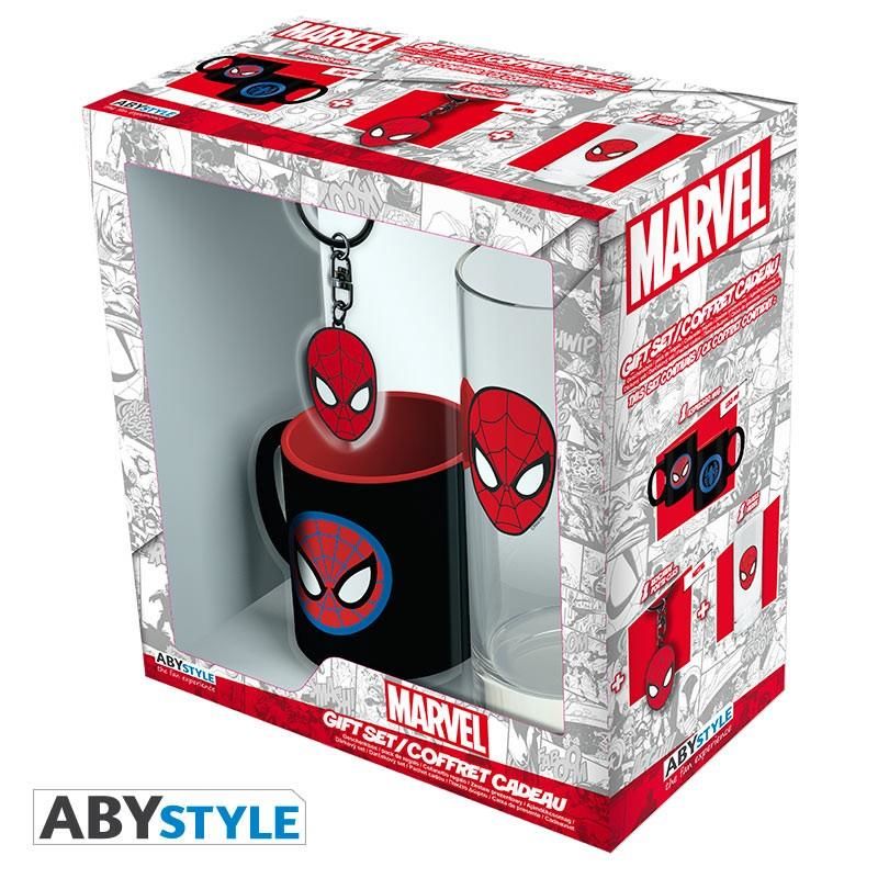 Marvel - Coffret Cadeau + Verre + Porte-Clefs + Mini Mug Spider-
