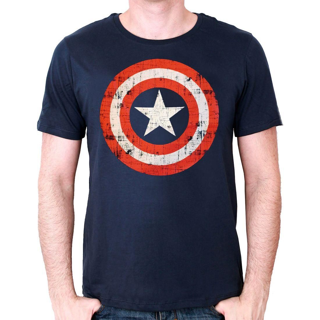 Marvel - Captain America Shield Logo Navy T-Shirt - S