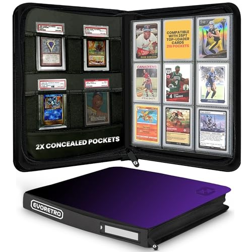Album Topload Evoretro Shield+ 216 Cartes Violet avec Porte-Slabs PSA et Compartiment Airtag