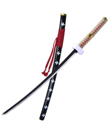 KATANA DECO STEEL BLADE ONE PIECE PATTERN TRAFALGAR LAW RED