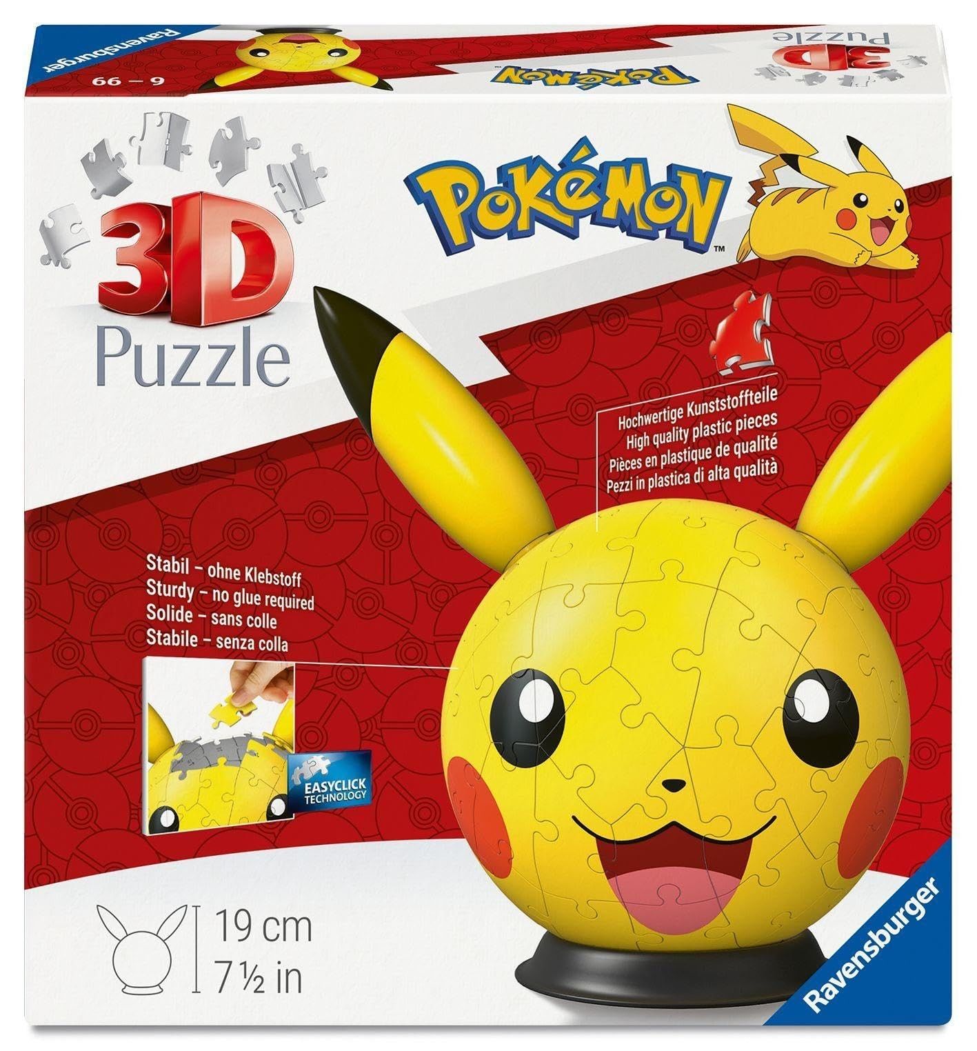 Ravensburger 3D Puzzle-Ball Pikachu met bevestigbare oren - 12008076