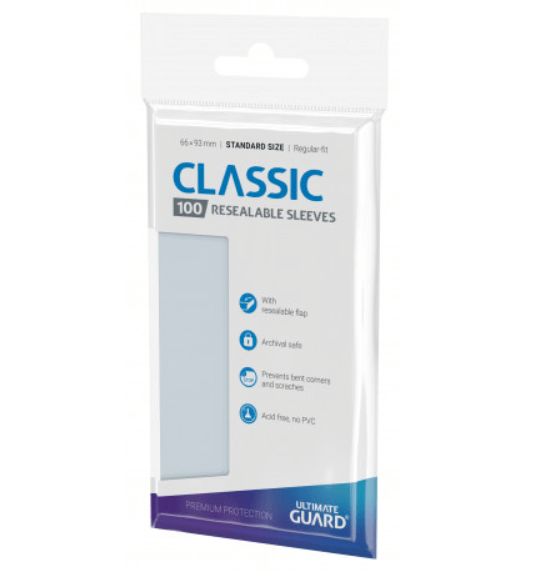 Ultimate Guard Classic Pochettes Resealables Taille Standard 100 Pack Transparent