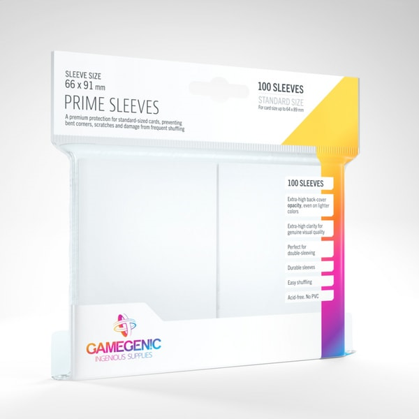 PRIME SLEEVES - 100 WHITE STANDARD-SIZED CARD SLEEVES PACK 66 X