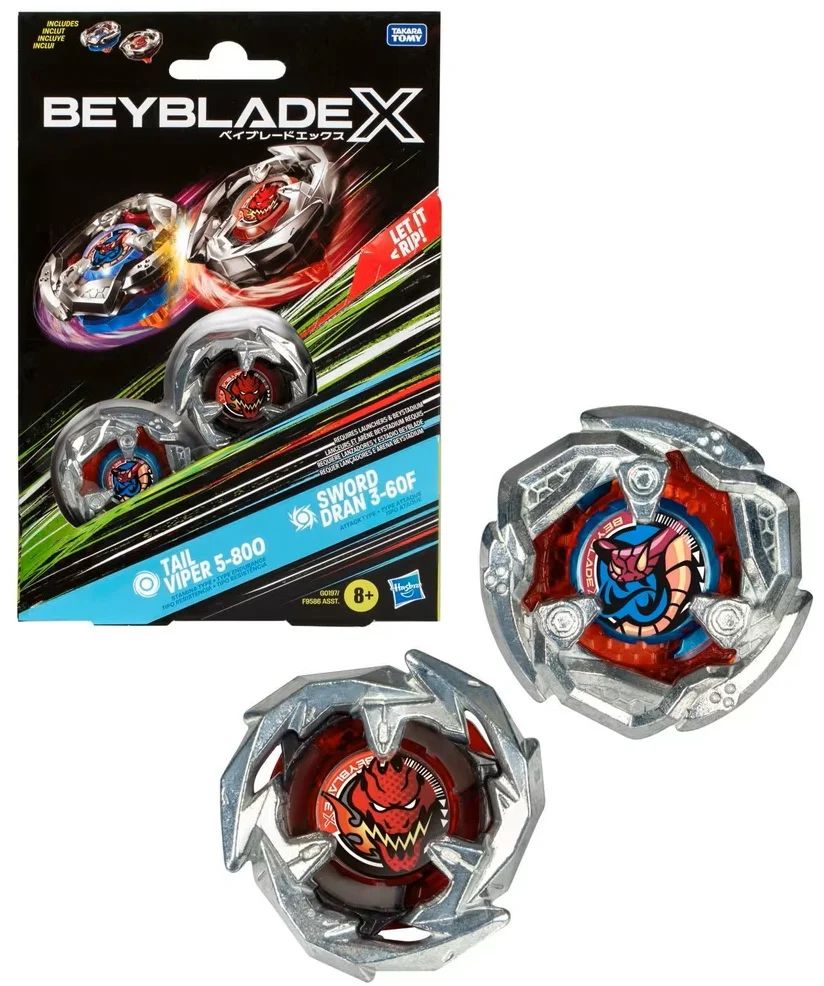 BEYBLADE X - Tail Viper 5-80O & Sword Dran 3-60F Dual Pack