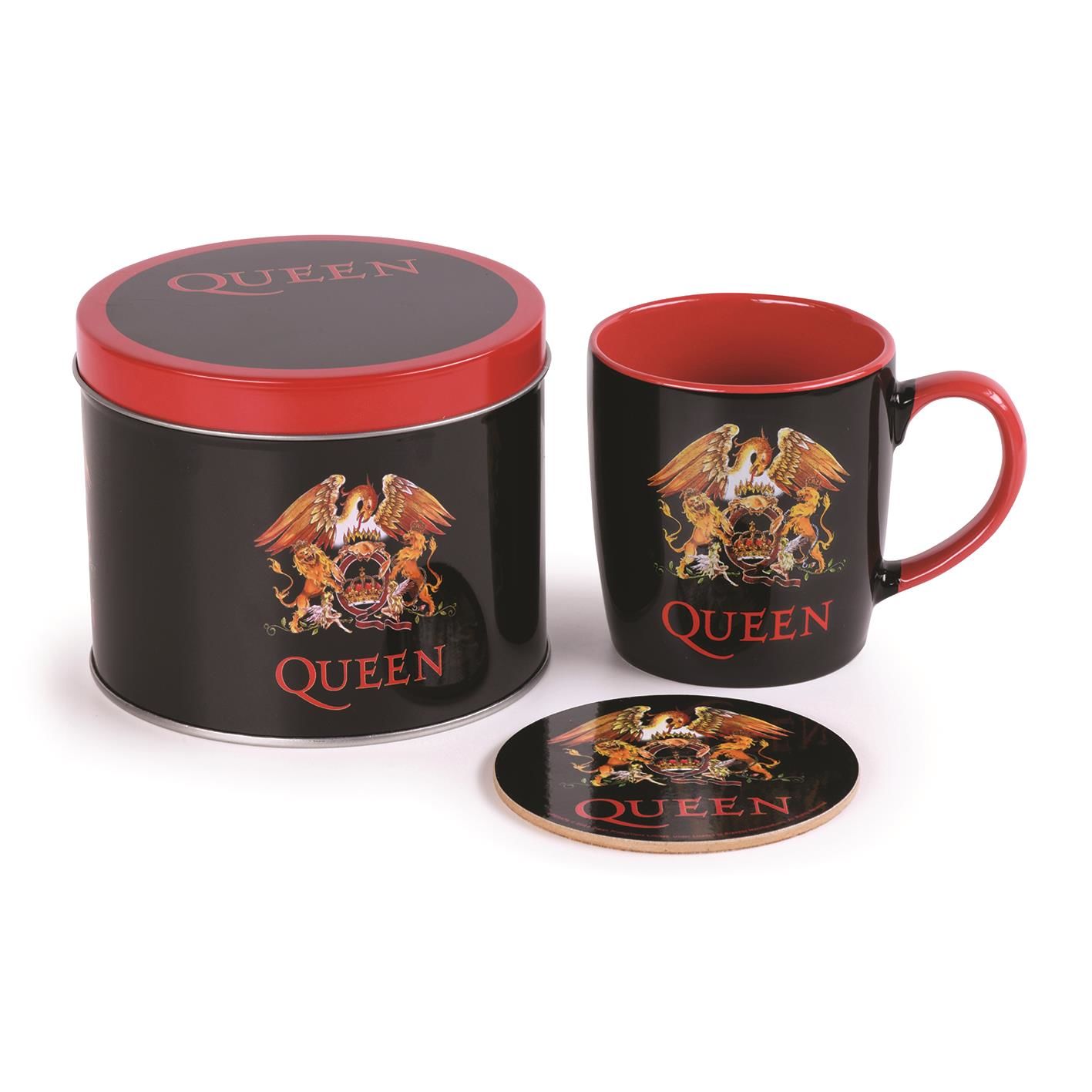 Queen - Mug + Dessous de verre en boite en métal Logo de Queen