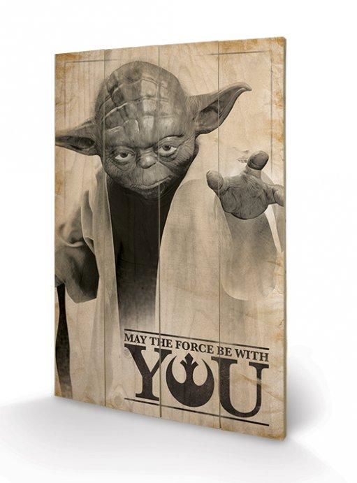 Star Wars Yoda, May The Force Be With You - Wood Print