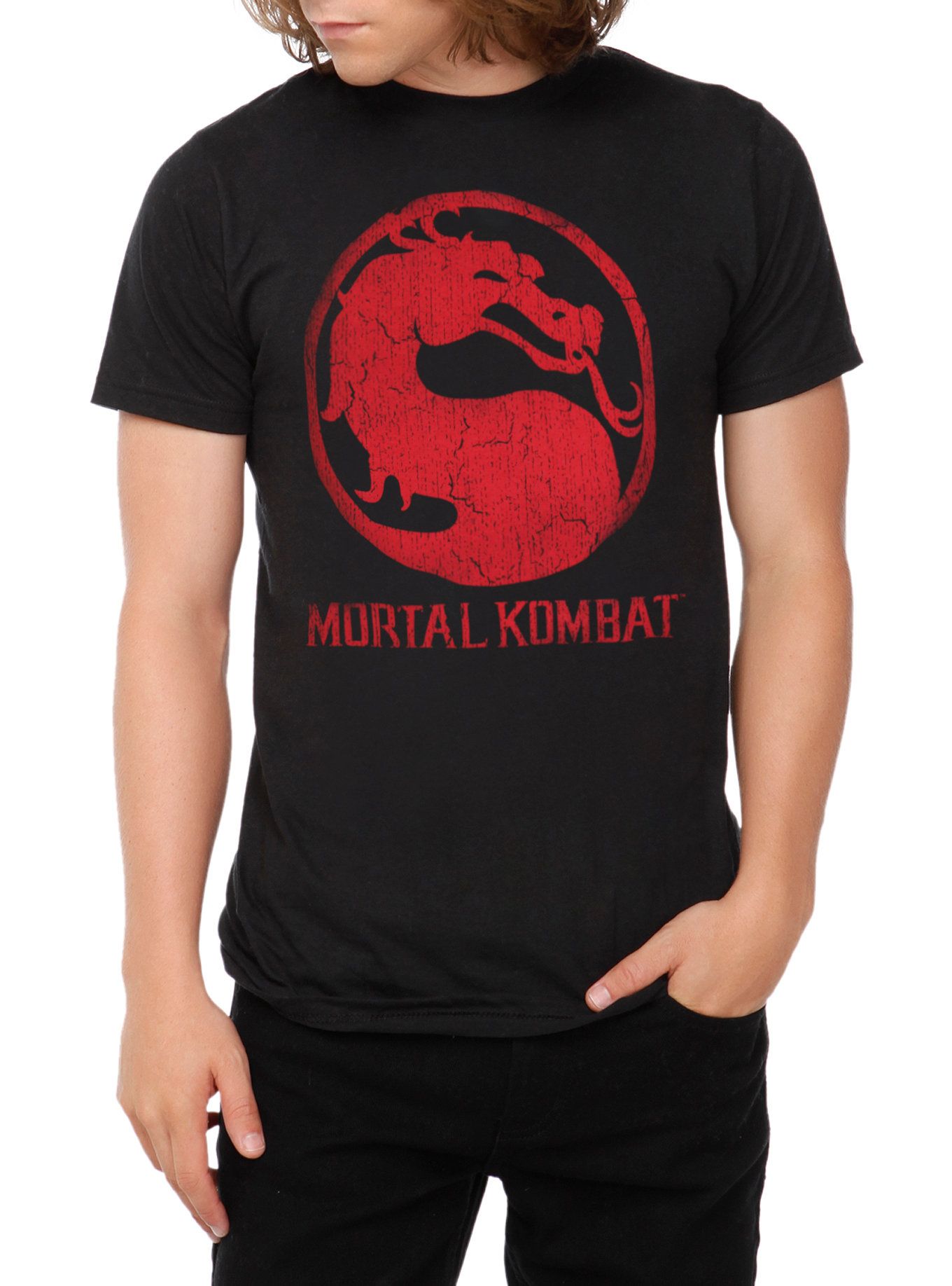 Mortal Kombat - Distressed Logo T-Shirt - L