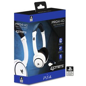 4Gamers - PRO 4-40 PS4 Licensed Wired Stereo Gaming Headset White