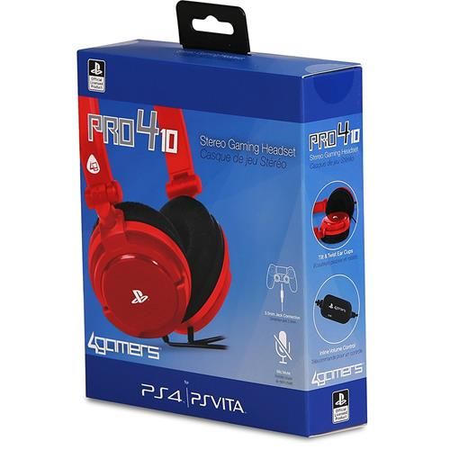4Gamers - PRO 4-10 PS4 Licensed Wired Stereo Gaming Headset Red