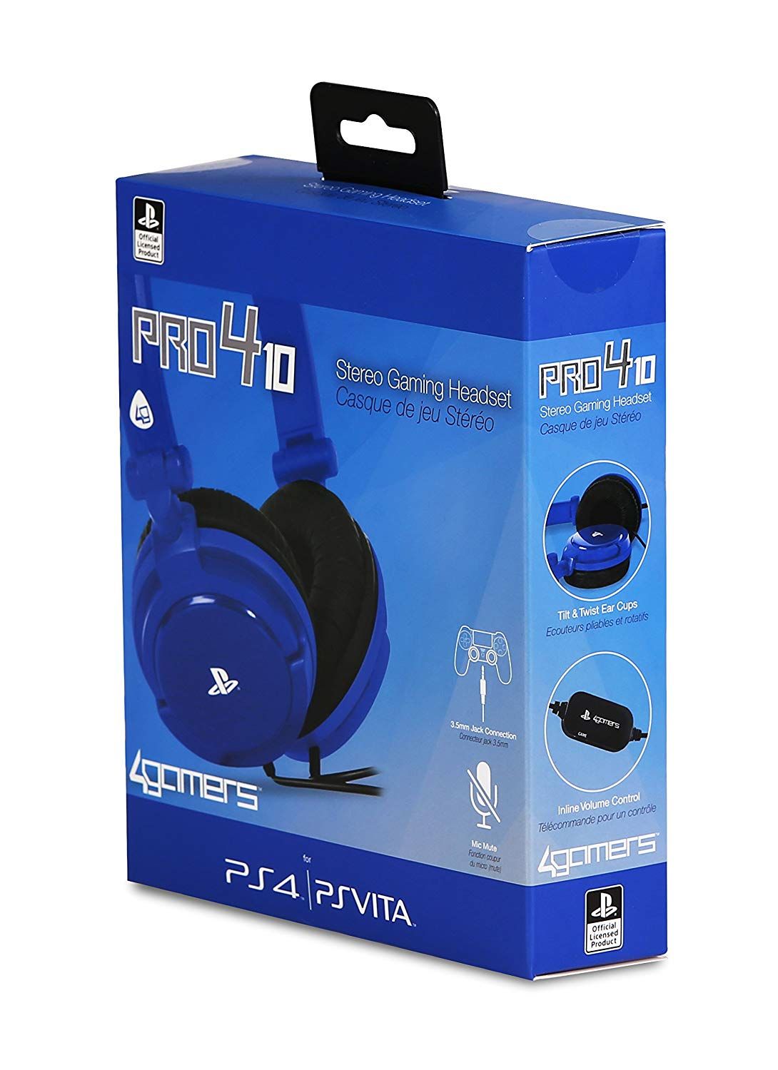 4Gamers - PRO 4-10 PS4 Licensed Wired Stereo Gaming Headset Blue