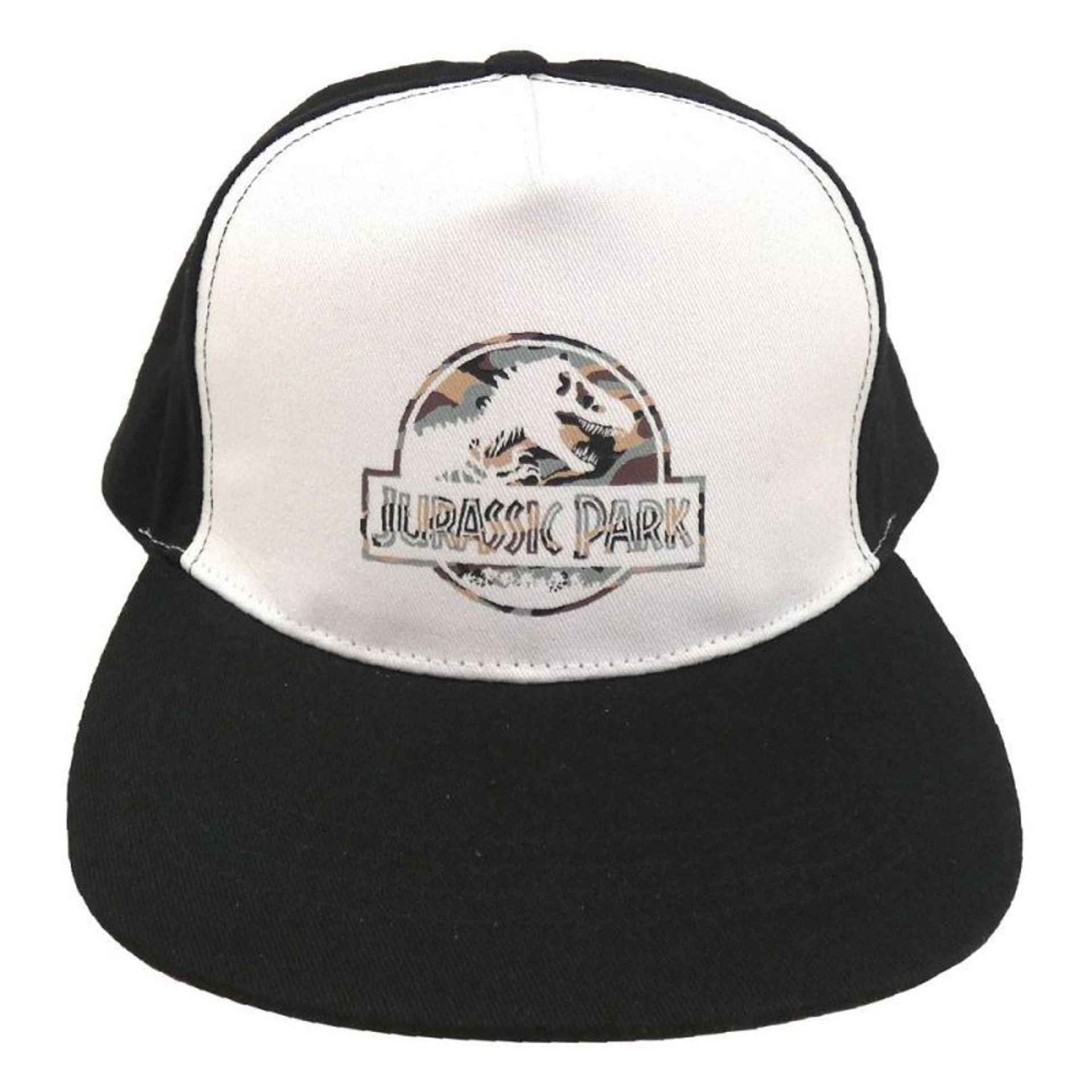 Jurassic Park - Casquette Snapback Noire et Blanche Logo Camoufl