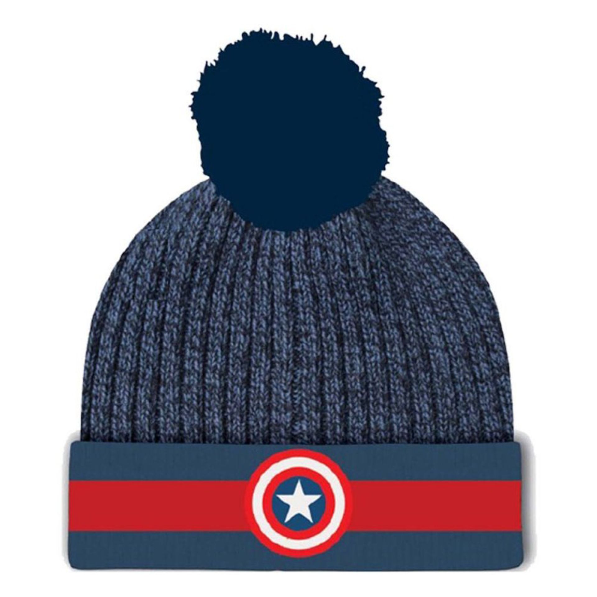 Marvel - Bonnet à pompon Bleu et Rouge Logo de Captain America