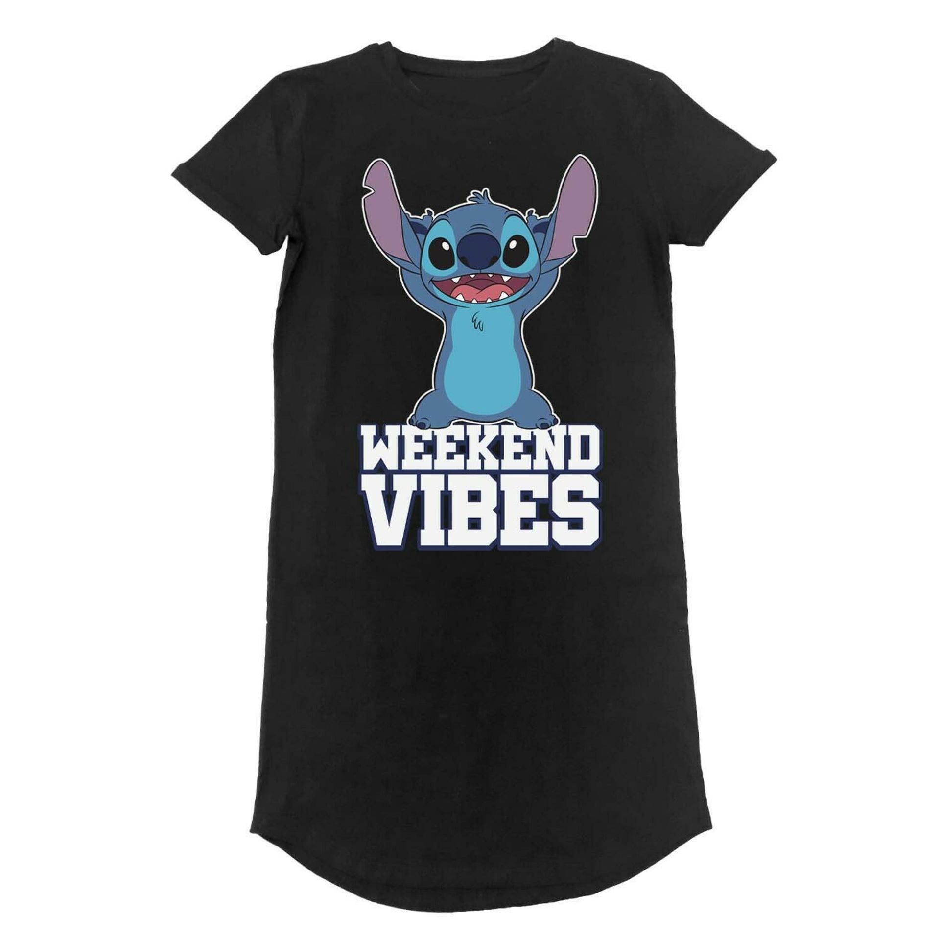 Disney - Robe T-Shirt L Noire Lilo And Stitch Vibes du week-end