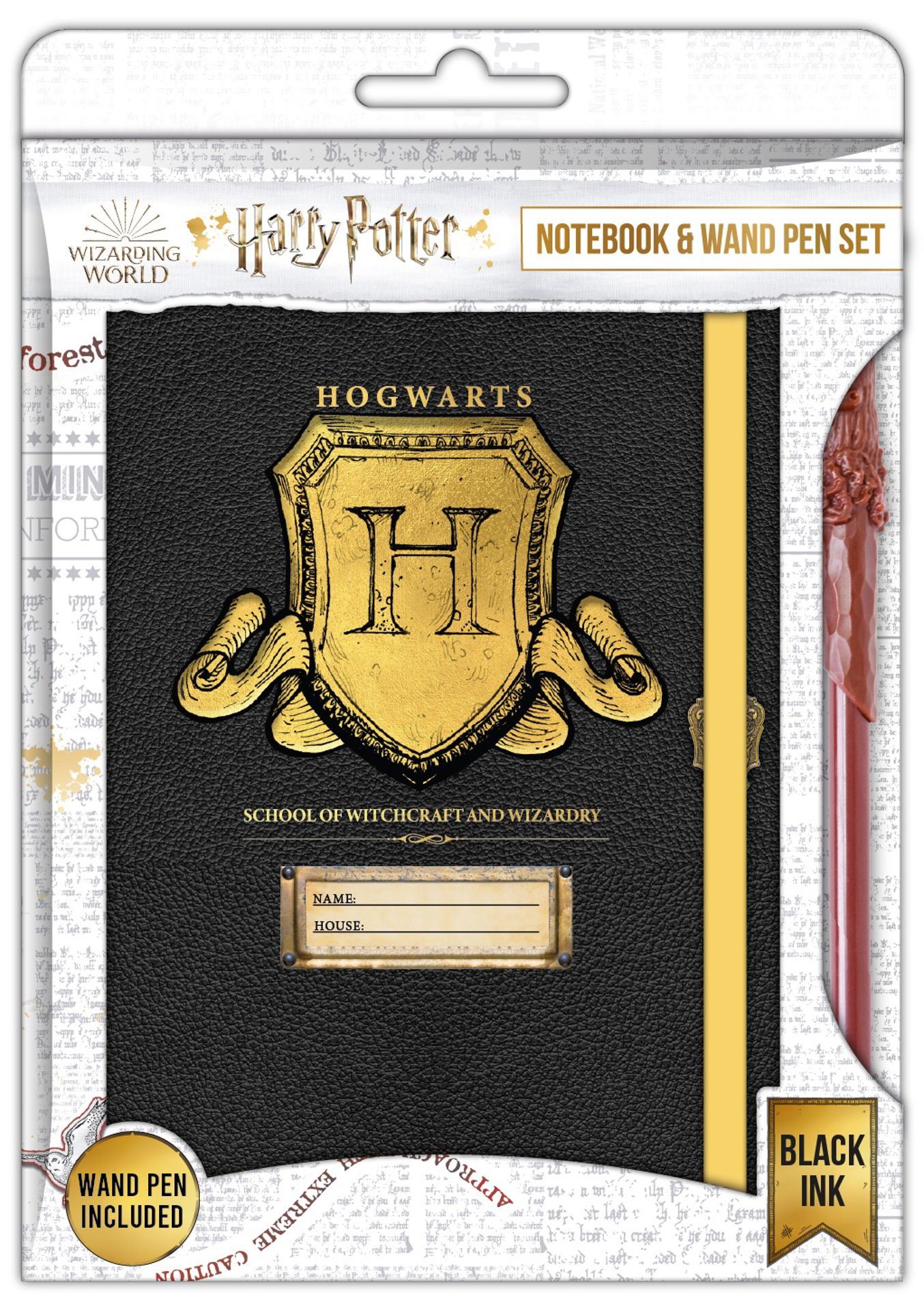 Harry Potter - Carnet et stylo-bille baguette Blason de Poudlard