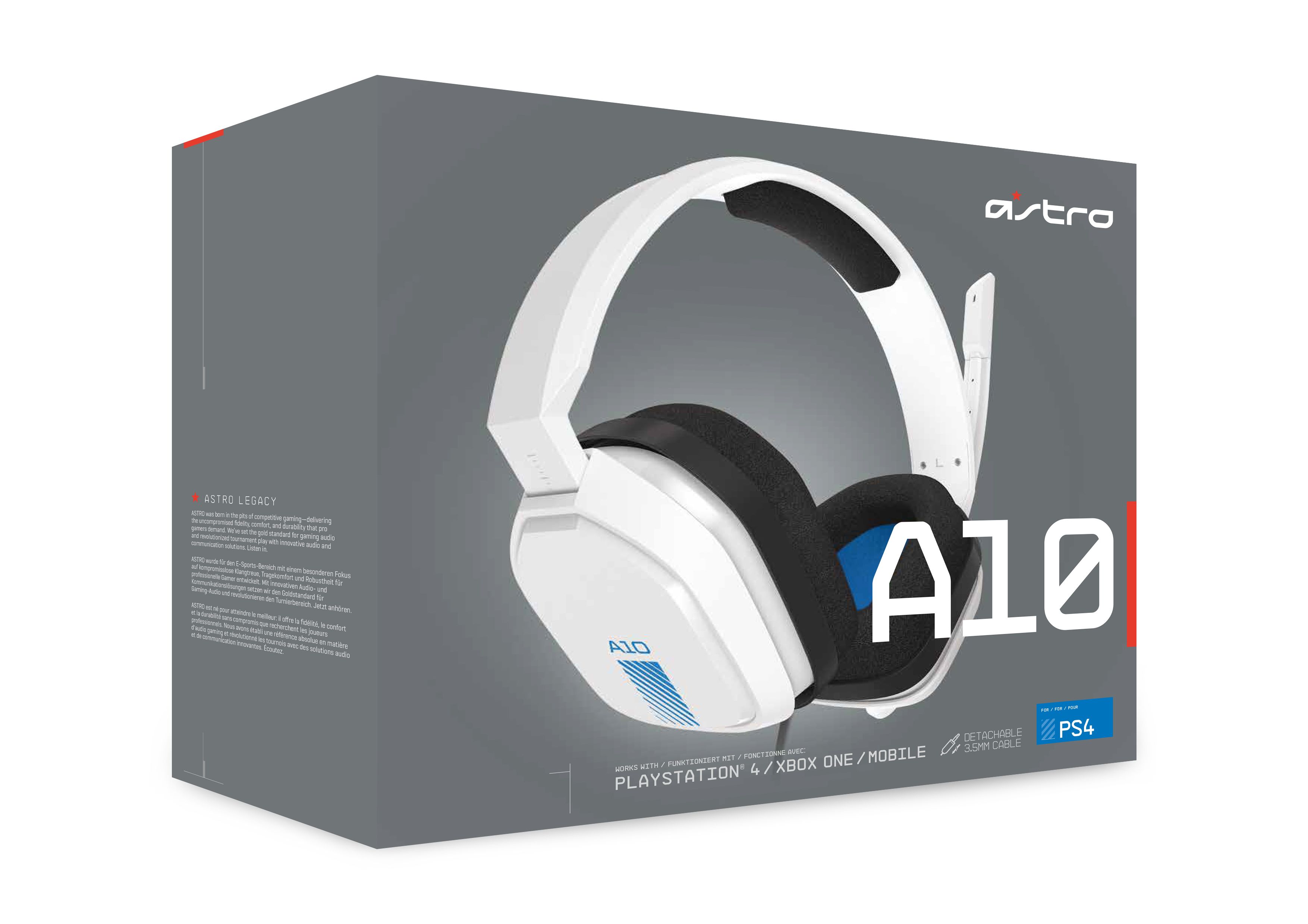 Astro Casque de jeu filaire A10 Blanc pour PS5, PS4