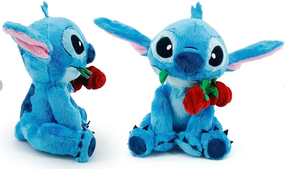 STITCH - Peluche Stitch avec Rose - 25cm