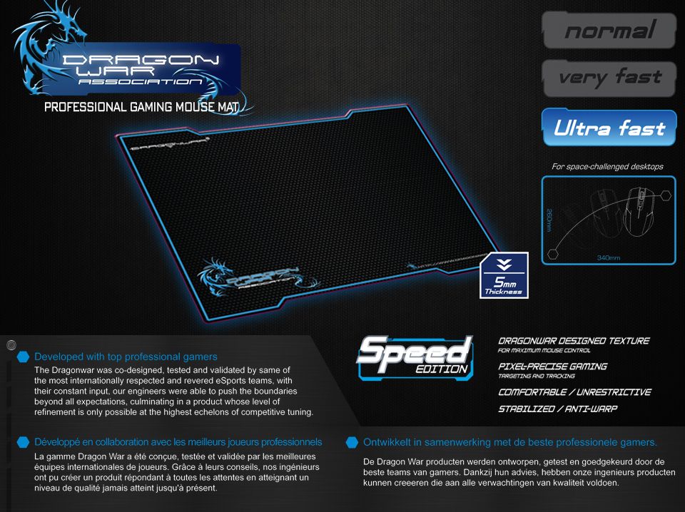 Dragon War Professional Gaming Speed Mouse Mat