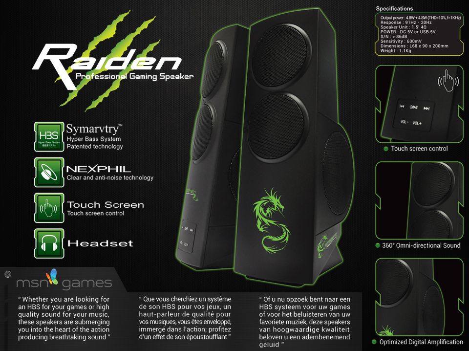 Dragon war Raiden Professional Gaming Speakers