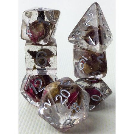 FanRoll Ensemble de Dés Polyhédraux en Résine 16mm - Rose (7 Pièces)