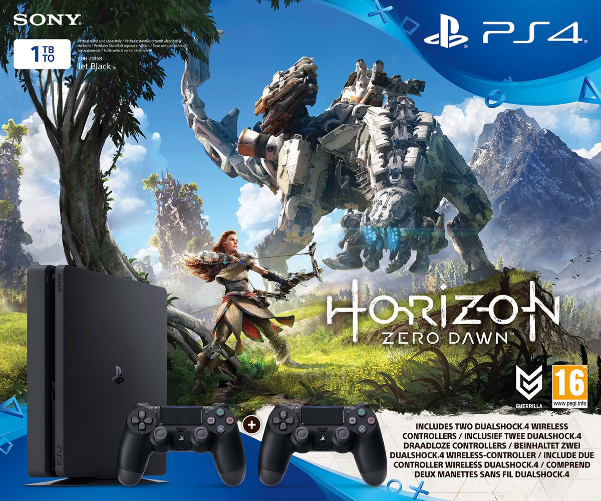 Playstation 4 Slim 1TB Black + Horizon + Extra Dualshock Black