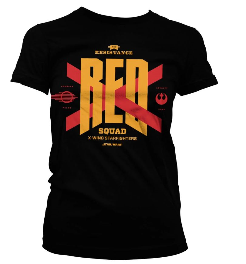 STAR WARS 7 - T-SHIRT RED SQUAD GIRL - BLACK (XL)