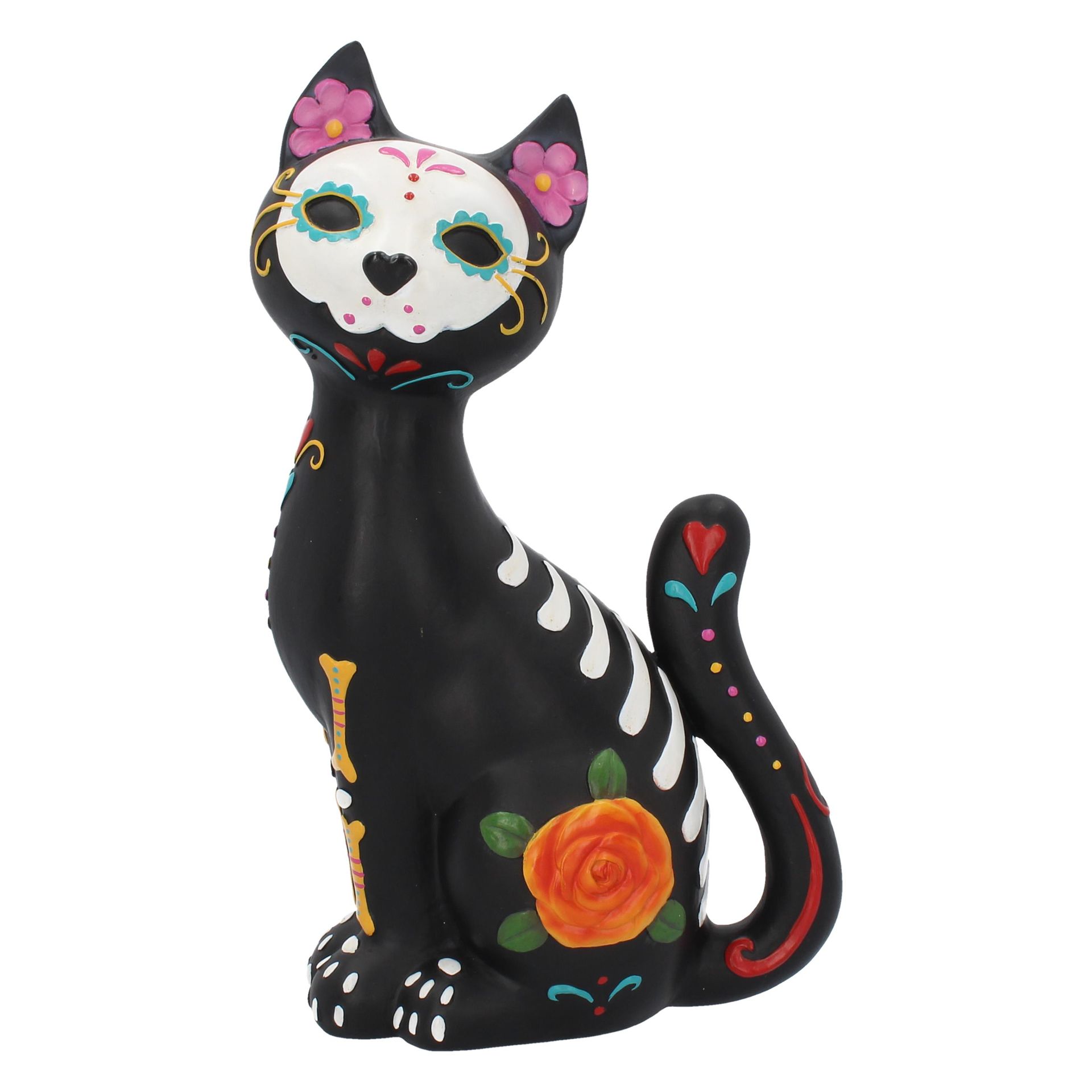 Sugar Kitty - Figurine d\'ornement de chat du Jour des Morts 26cm