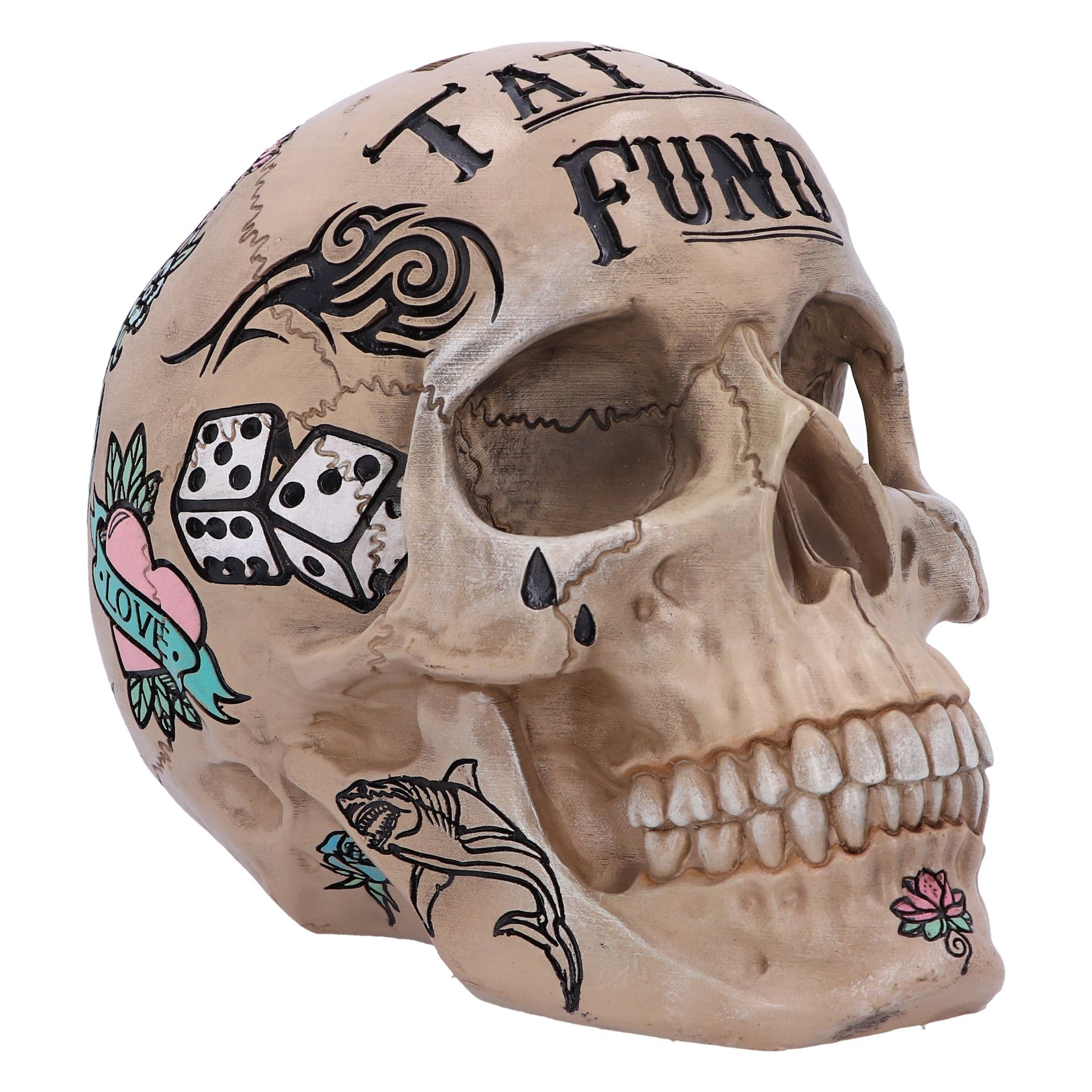 Tattoo Fund - Crâne couleur os naturel avec tatouages tribaux tr