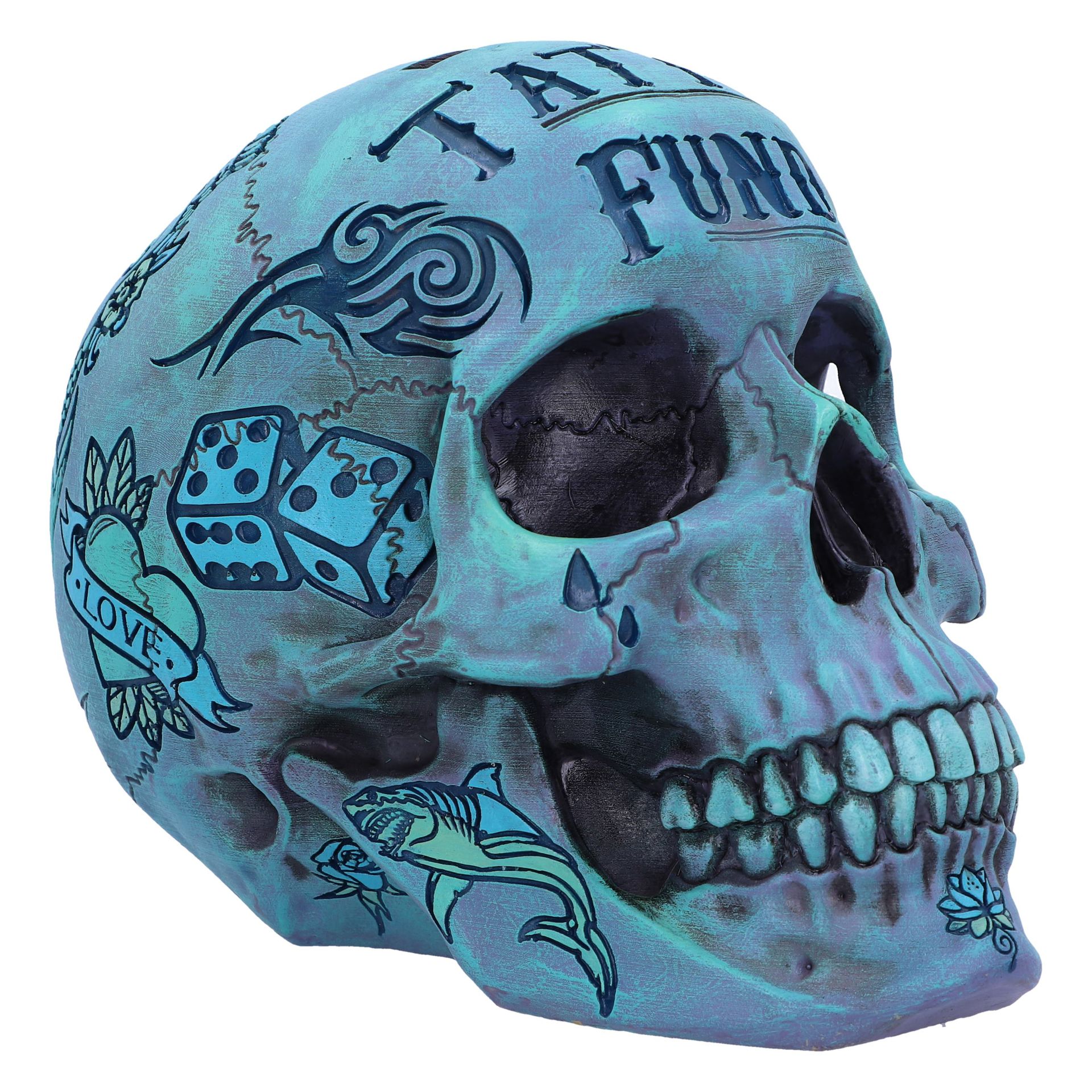 Tattoo Fund - Crâne bleu avec tatouages tribaux traditionnels