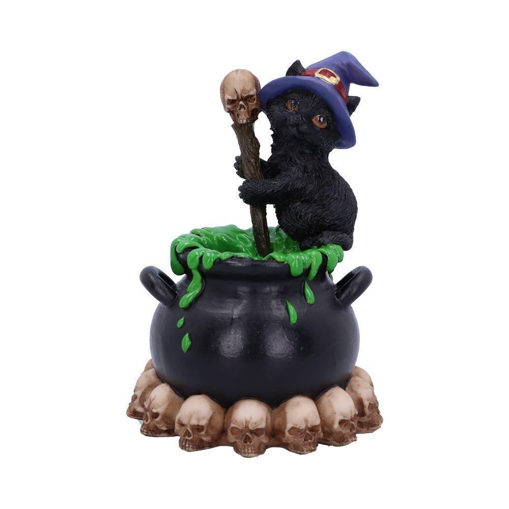 Spook - Figurine de chat noir familier de sorcières et chaudron