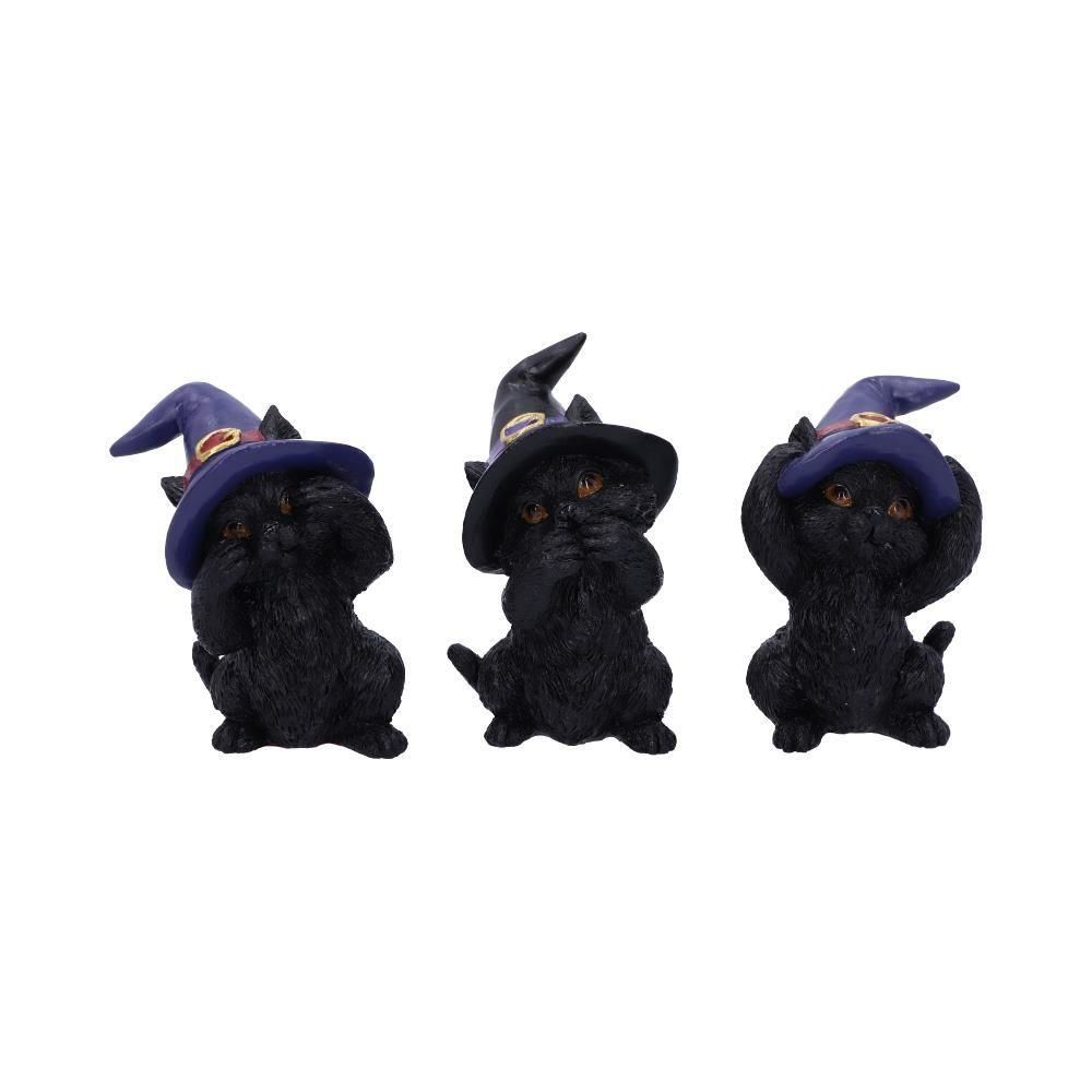Three Wise Familiars - Figurines de chats noirs