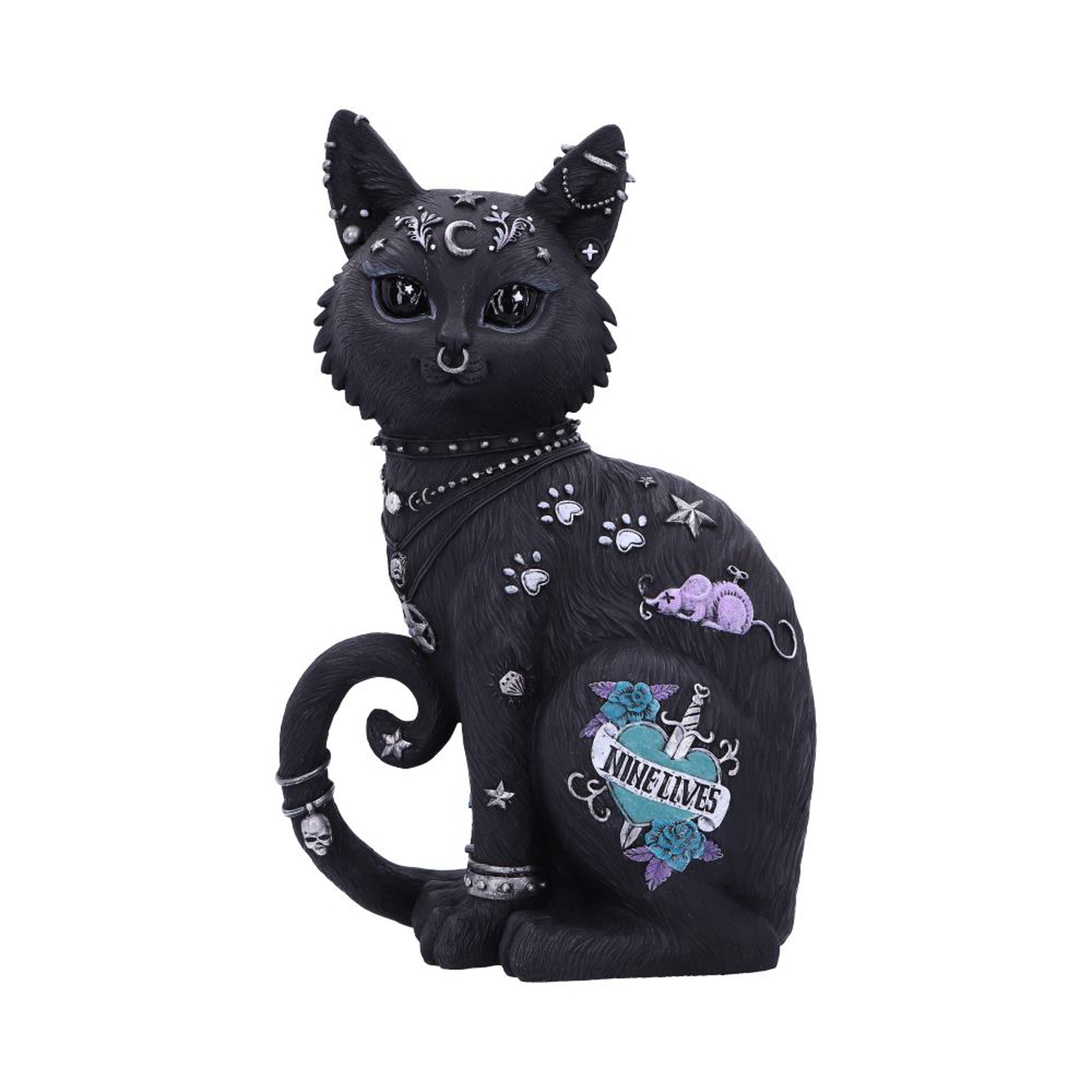 Figurine de Chat \"Neuf Vies\" 22 cm