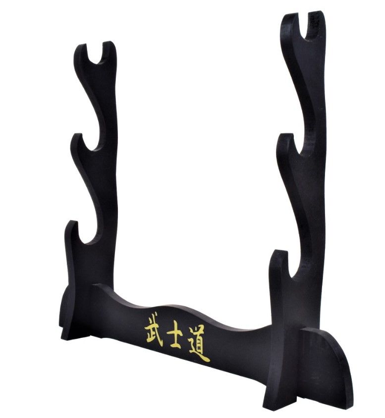 Présentoir de table en bois pour 3 katanas à monter