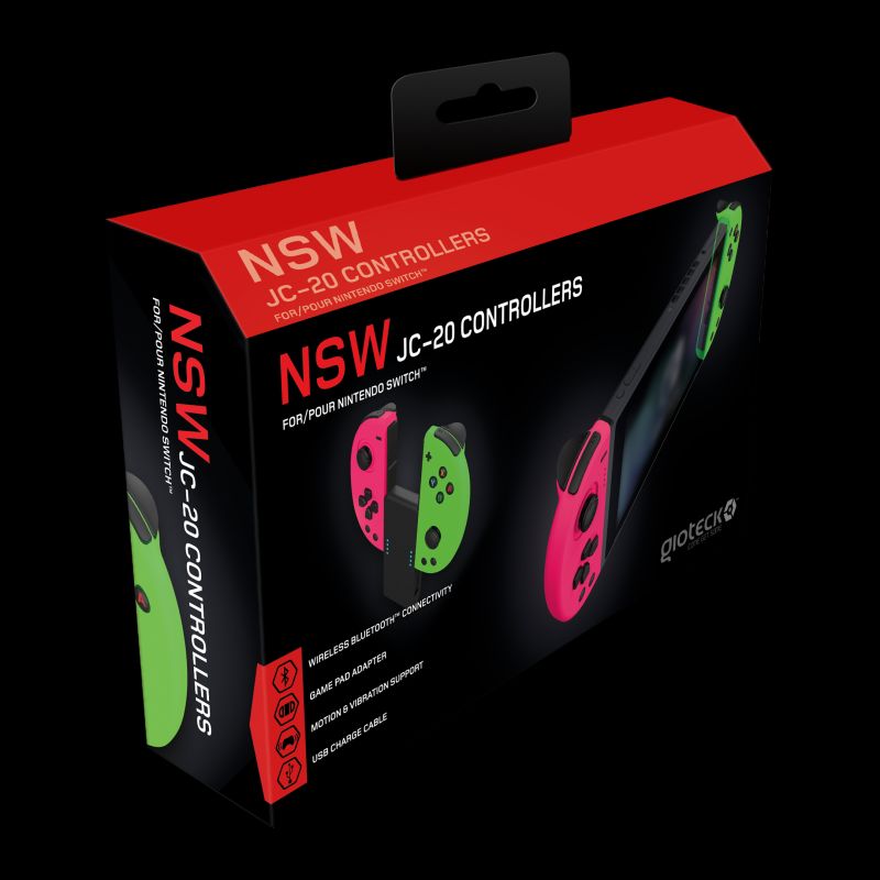 Gioteck - JC-20 Manette Rose/Verte Sans Fil pour Nintendo Switch