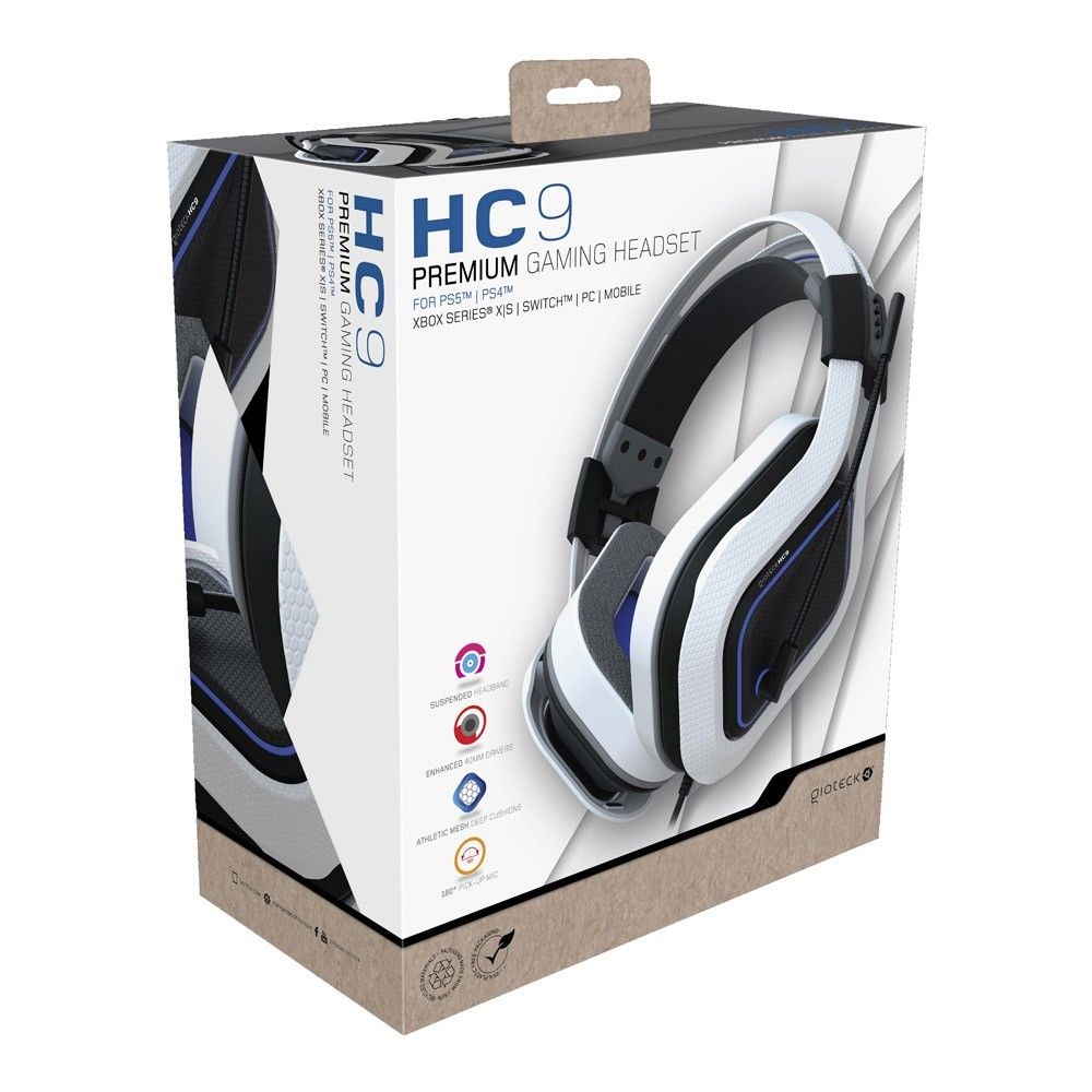 Gioteck - Casque de jeu stéréo filaire HC-9 Bleu et Blanc pour P