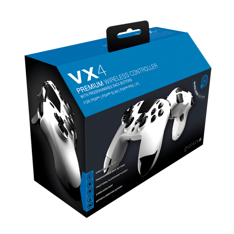 Gioteck - Manette sans fil premium bluetooth VX4 Blanc pour PS4