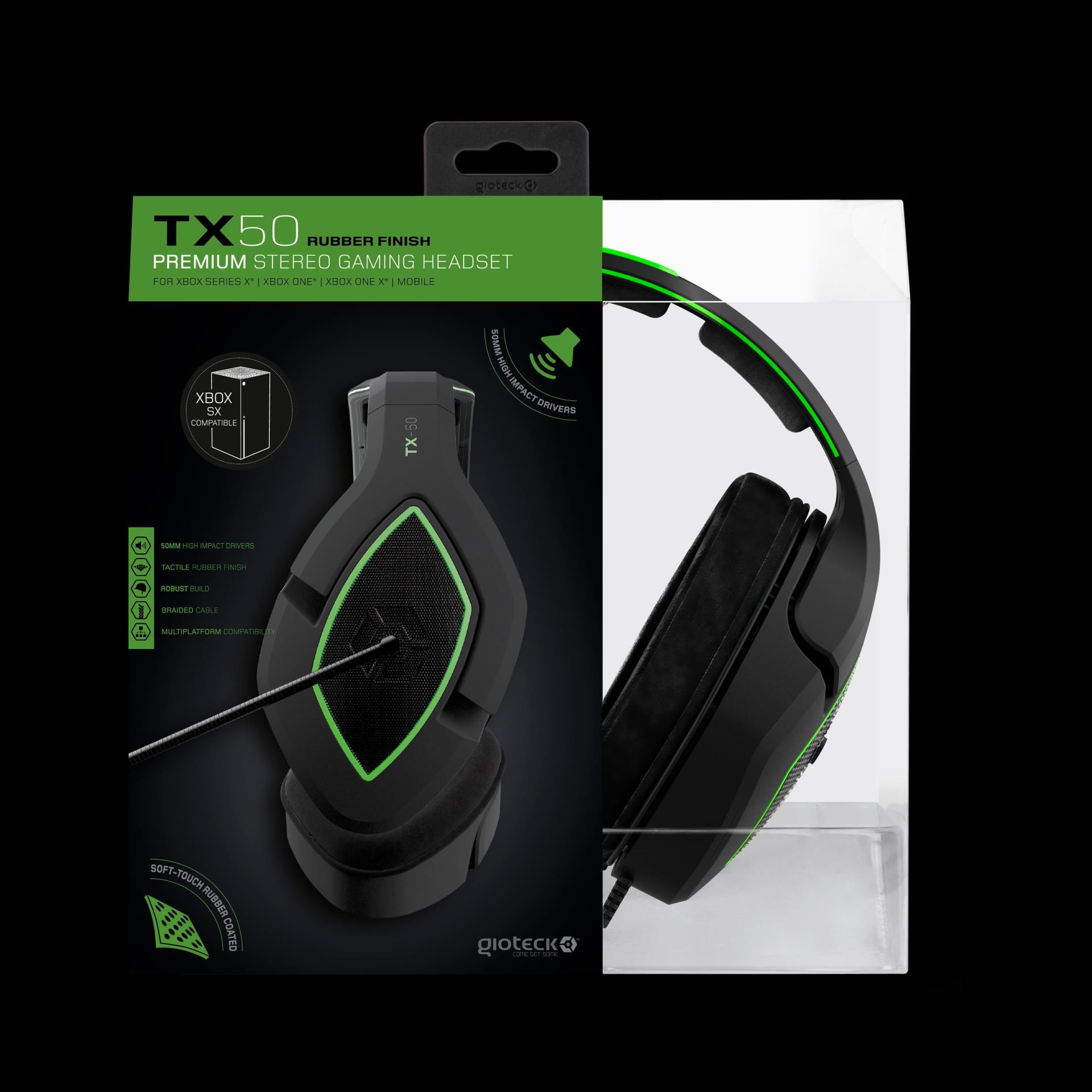 Gioteck - Casque stéréo de jeu premium TX-50 Vert et Noir