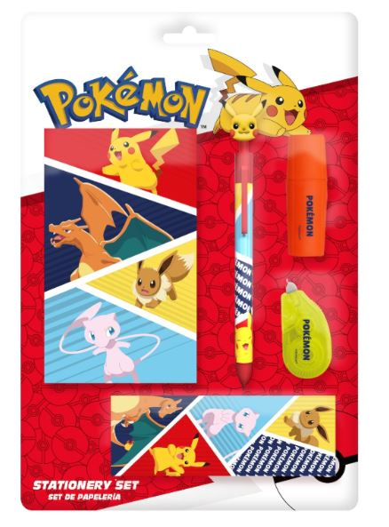 POKEMON - Set de Papeterie avec une Trousse Triple - 5pc