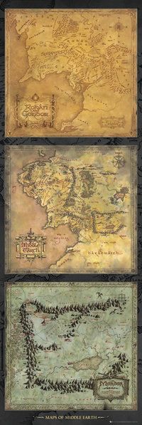 Lord of the Rings - Poster de porte Maps of Middle-Earth