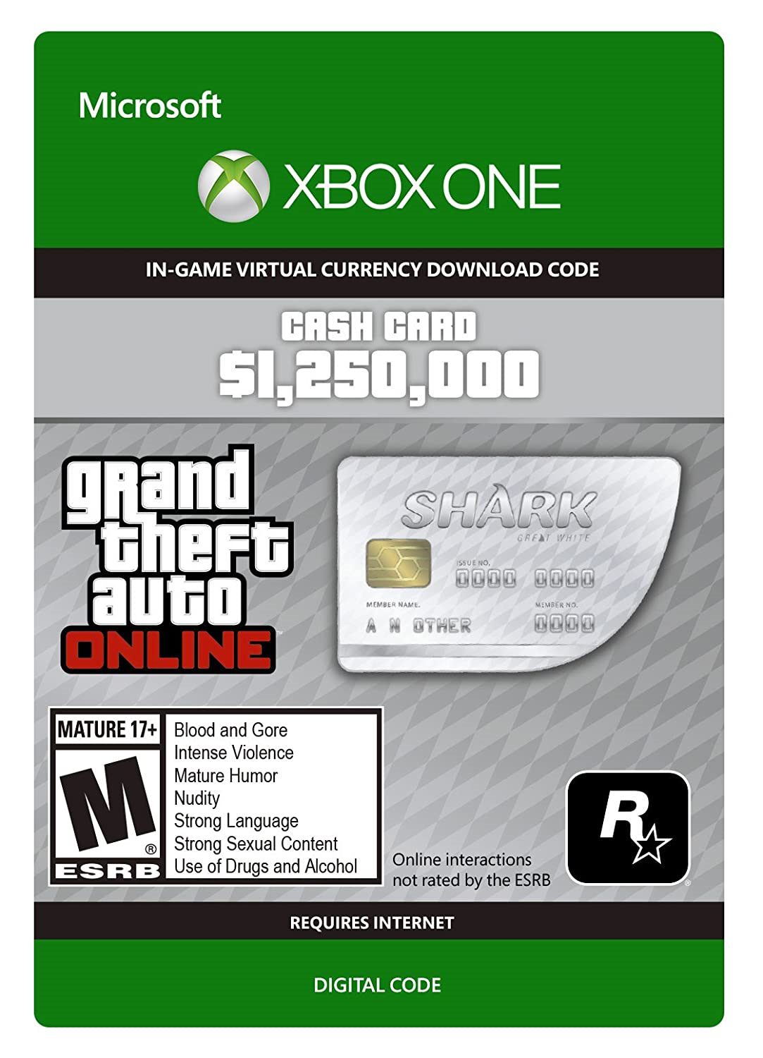 Grand Theft Auto V : Great White Shark Cash Card $1,250,000 In-G