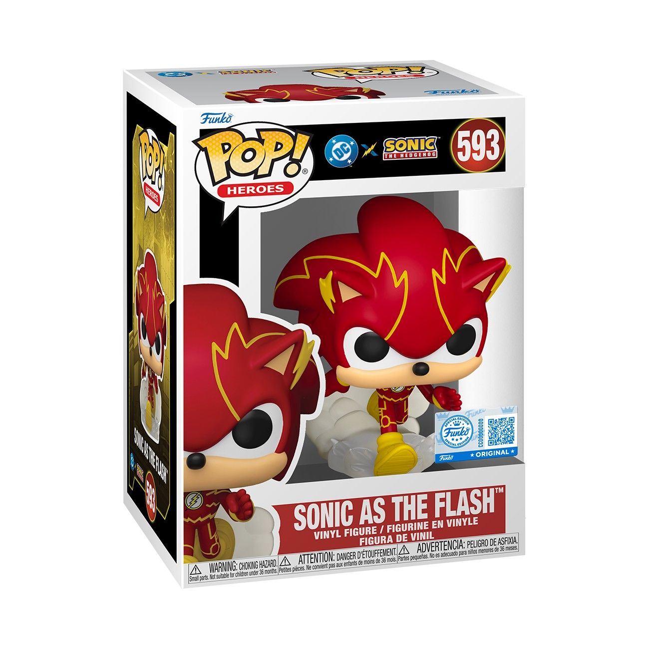 Justice League x  Sonic the Hedgehog - Sonic en tant que Flash Pop! Figurine Vinyle 9 cm