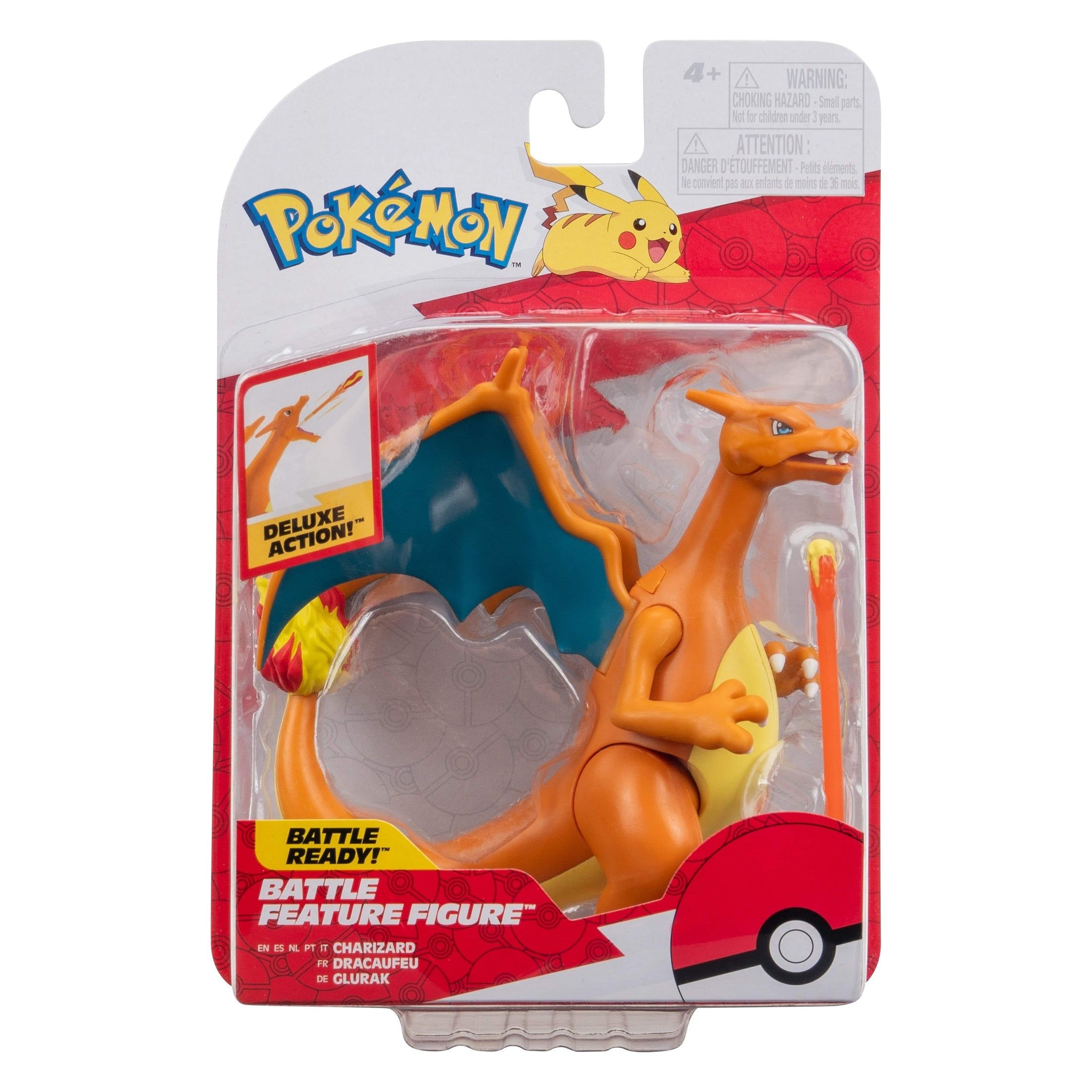Figurine Pokémon Dracaufeu Battle Feature avec Lance de Missile de Feu - 11 cm