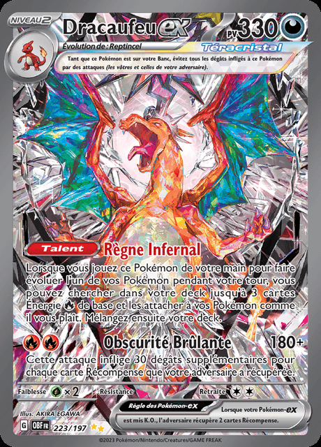 Dracaufeu ex OBF223 Écarlate et Violet  Flammes Obsidiennes EV03